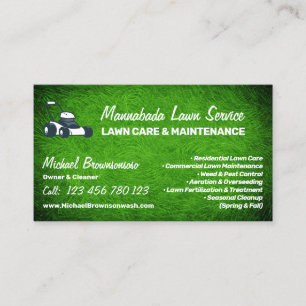 Logo Lawn Care Landscaping Mowing Grass Business Card