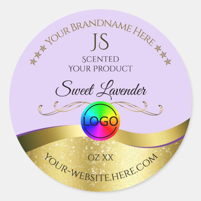 Logo Lilac Wavy Gold Étiquette de produit (Devant)