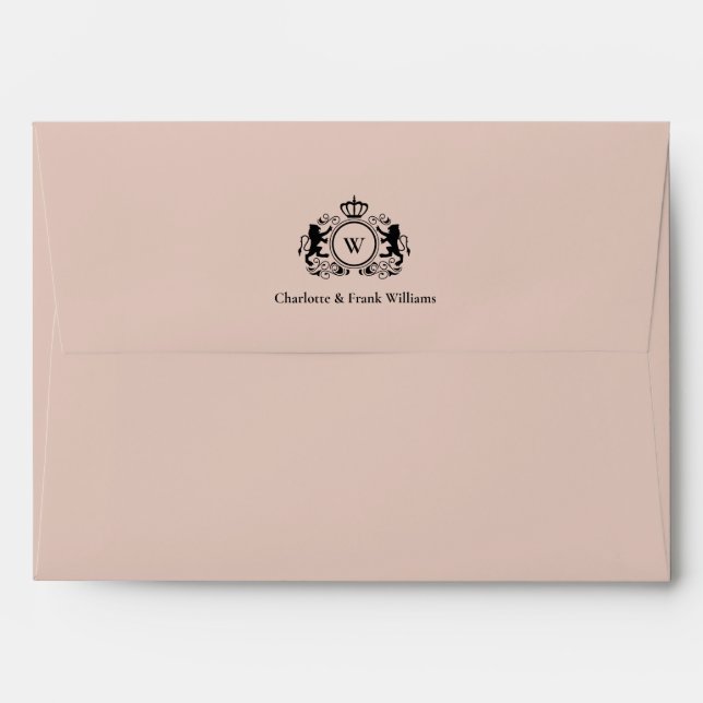 Logo Lion Monogram Elegant Brown Envelope (Back (Top Flap))