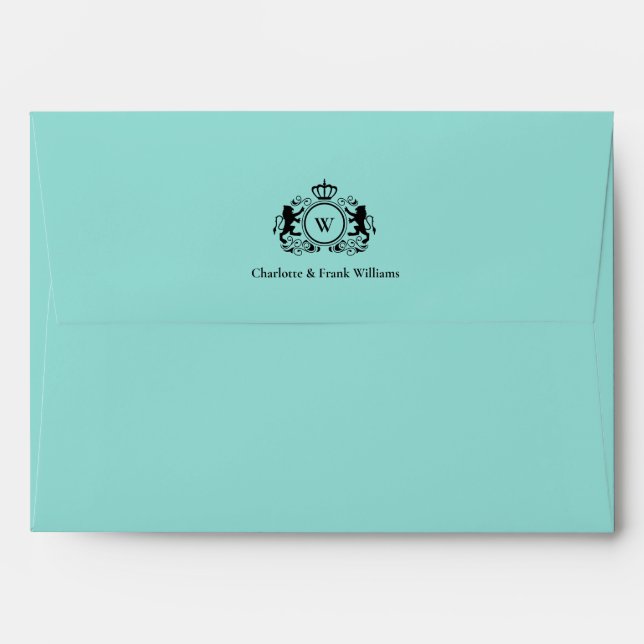 Logo Lion Monogram Elegant Lightteal Envelope (Back (Top Flap))