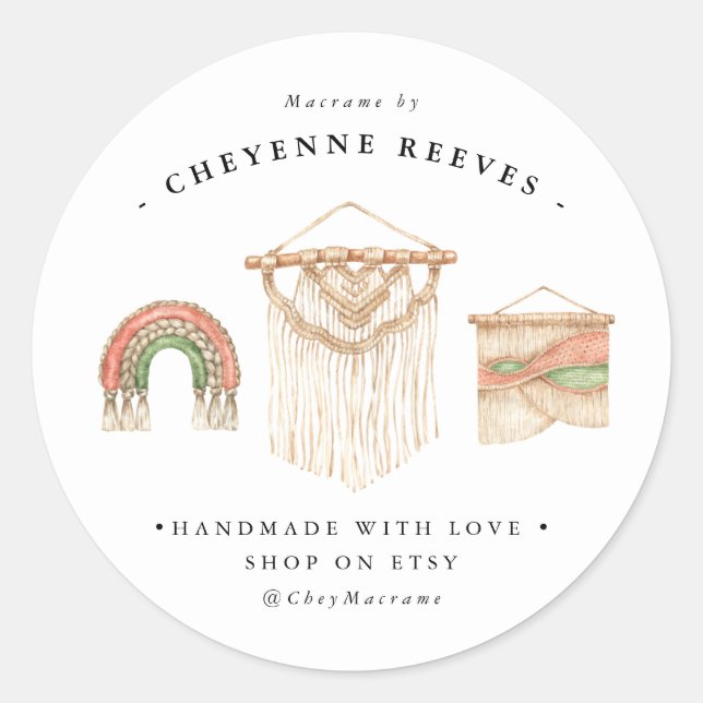 Logo Macramé aquarelle | Stickers professionnels (Devant)