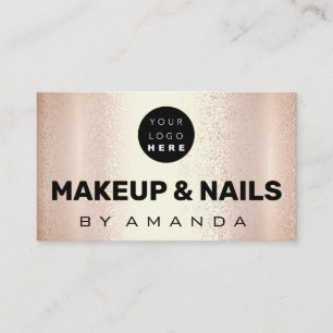 Logo Makeup Artist Hair Nails Coral Rose Gold Business Card