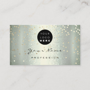 Logo Makeup Artist Hair Nails Green Gold Confetti Business Card