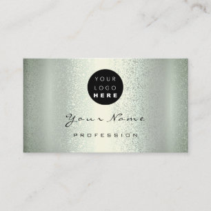 Logo Makeup Artist Hair Nails Green Mint Metallic Business Card