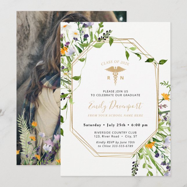 Logo Médicale fleur sauvage Invitation Verdure (Devant / Derrière)