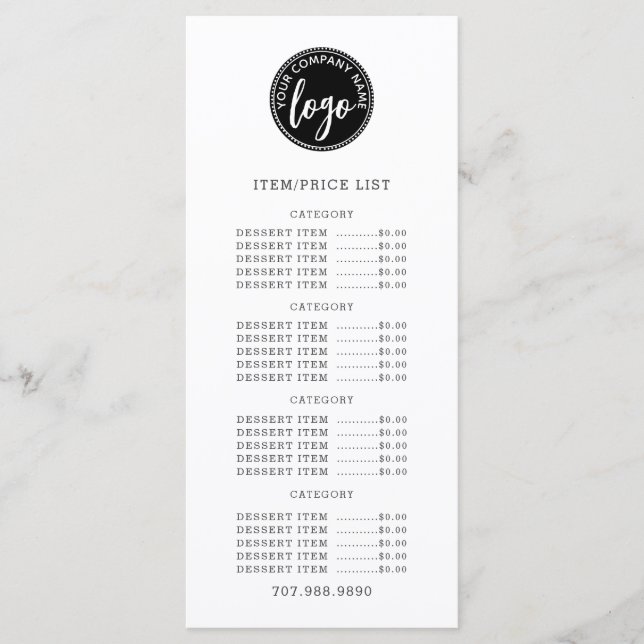 Logo Menu Price List (Front)