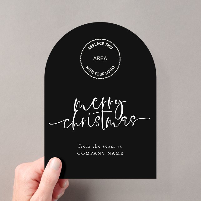 Logo Merry Christmas Black Acrylic Greetings  Acrylic Invitations (Insitu (Handheld))