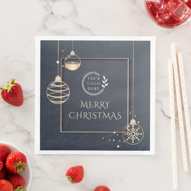 Logo Merry Christmas Holidays Corporate Modern Napkin (Insitu)