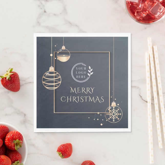 Logo Merry Christmas Holidays Corporate Modern Napkin (Insitu)