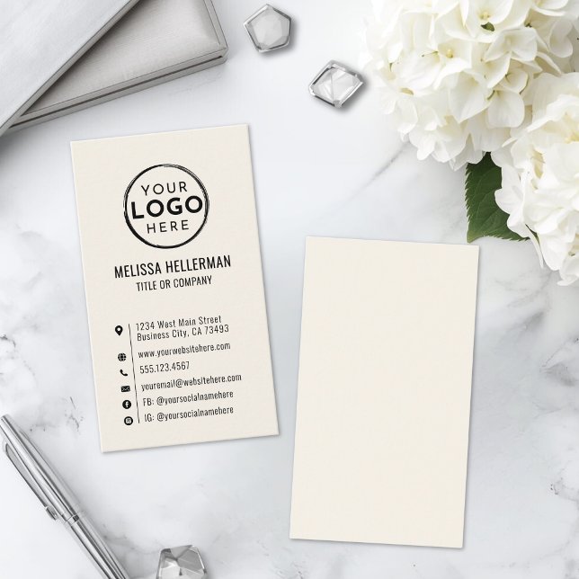 Logo Minimal Modern Vertical Ivory Business Card (Logo Minimal Modern Vertical Ivory Business Card)