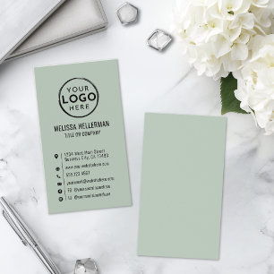 Logo Minimal Modern Vertical Sage Green Business Card