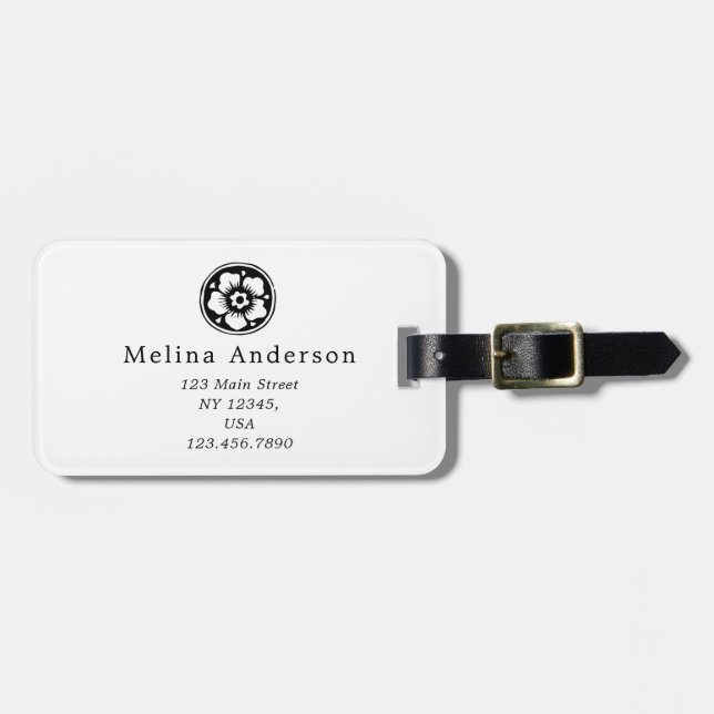 Logo Minimal White Luggage Tag (Front Horizontal)