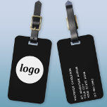 Logo Minimalist Black Business Luggage Tag<br><div class="desc">Simple logo design for your business.  Replace the logo and details with your own and change the background colour in the design tool to customize.  Ideal for as a promotional item to give to clients,  customers and employees,  and for business travel and trade shows.</div>