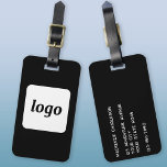 Logo Minimalist Black Business Luggage Tag<br><div class="desc">Simple logo design for your business.  Replace the logo and details with your own and change the background colour in the design tool to customize.  Ideal for as a promotional item to give to clients,  customers and employees,  and for business travel and trade shows.</div>