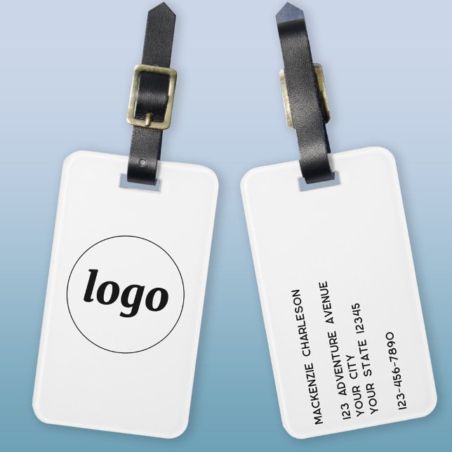 Logo Minimalist Business Luggage Tag (Logo and custom text business promotional luggage tag)