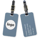 Logo Minimalist Dusty Blue Business Luggage Tag<br><div class="desc">Simple logo design for your business.  Replace the logo and details with your own and change the background colour in the design tool to customize.  Ideal for as a promotional item to give to clients,  customers and employees,  and for business travel and trade shows.</div>