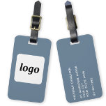 Logo Minimalist Dusty Blue Business Luggage Tag<br><div class="desc">Simple logo design for your business.  Replace the logo and details with your own and change the background colour in the design tool to customize.  Ideal for as a promotional item to give to clients,  customers and employees,  and for business travel and trade shows.</div>