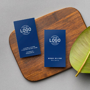 Logo Minimalist Navy Blue Modern Sleek Custom Business Card
