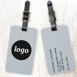 Logo Minimalist Promotional Blue Business Branding Luggage Tag<br><div class="desc">Simple logo design for your business.  Replace the logo and details with your own and change the background colour in the design tool to customize.  Ideal for as a promotional item to give to clients,  customers and employees,  and for business travel and trade shows.</div>