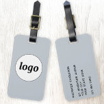 Logo Minimalist Promotional Blue Business Branding Luggage Tag<br><div class="desc">Simple logo design for your business.  Replace the logo and details with your own and change the background colour in the design tool to customize.  Ideal for as a promotional item to give to clients,  customers and employees,  and for business travel and trade shows.</div>