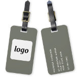 Logo Minimalist Sage Green Business Luggage Tag<br><div class="desc">Simple logo design for your business.  Replace the logo and details with your own and change the background colour in the design tool to customize.  Ideal for as a promotional item to give to clients,  customers and employees,  and for business travel and trade shows.</div>