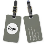 Logo Minimalist Sage Green Business Luggage Tag<br><div class="desc">Simple logo design for your business.  Replace the logo and details with your own and change the background colour in the design tool to customize.  Ideal for as a promotional item to give to clients,  customers and employees,  and for business travel and trade shows.</div>