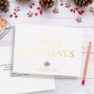 Logo Minimalist White Business Holiday Card