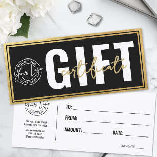 Logo Modern Black Gold Business Gift Certificate