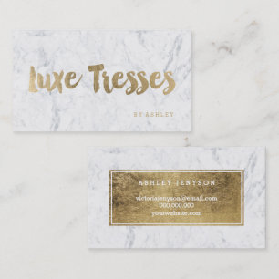 Logo modern faux gold typography marble business card