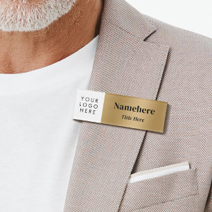 Logo Modern Simple Big Font Faux Gold Magnet Title Name Tag