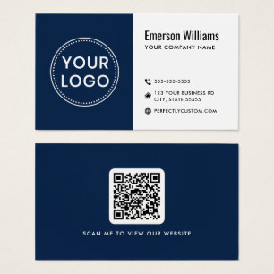 Logo moderne bleu foncé blanc carte de visite de c