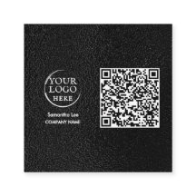 Logo moderne en cuir noir QR Code Carte de visite