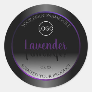 Logo moderne noir blanc Étiquette violet cadre