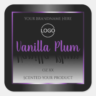 Logo moderne noir blanc Étiquette violet cadre