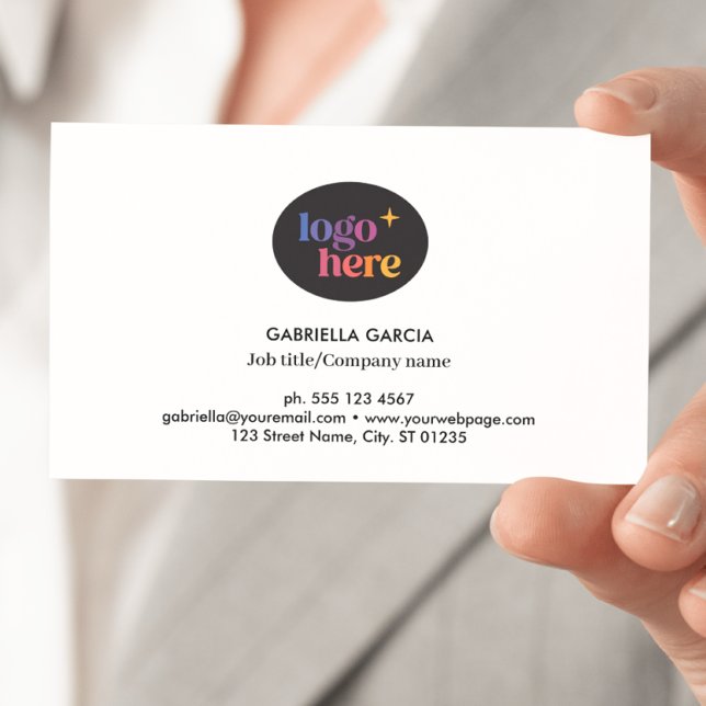 Logo moderne QR Code Carte de visite blanc (Front side of card shown in 3.5 x 2.0 inch, add your QR Code on the backside.)