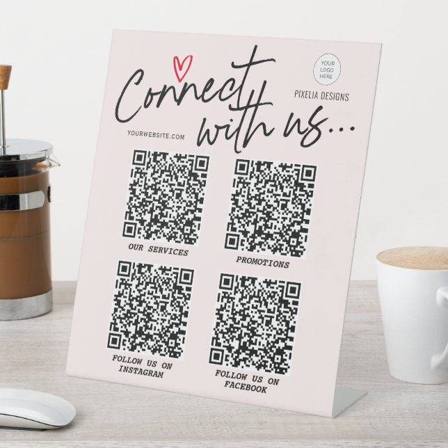 Logo moderne rose vif QR Code signe des médias soc (In SItu)