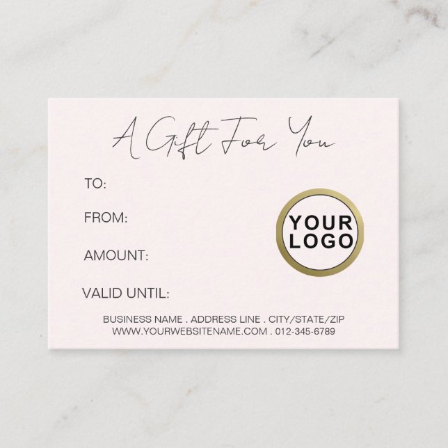 Logo Moderne Simple Minimal Pink Certificat cadeau (Devant)