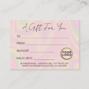 Logo Moderne tendance certificat cadeau Holographi