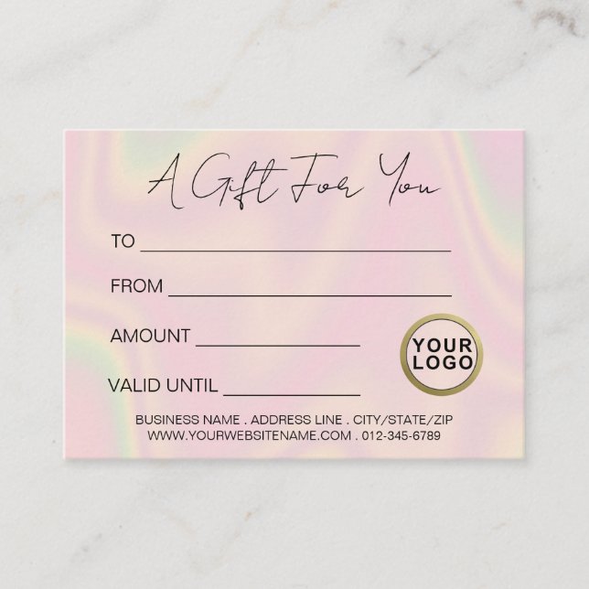 Logo Moderne tendance certificat cadeau Holographi (Devant)