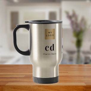 Logo monogram name business travel mug