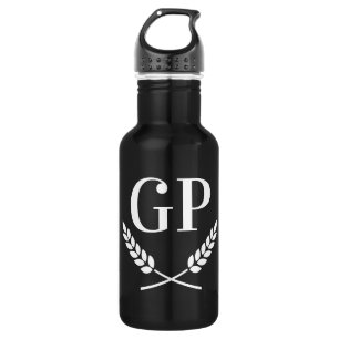 logo monogramme personnalisé bouteille d'eau noire