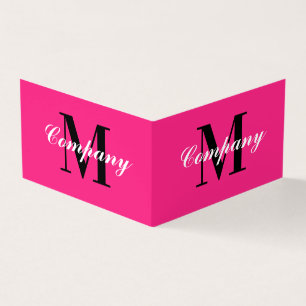 Logo monogramme rose néon plié imprimé carte de vi