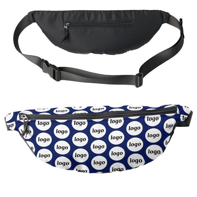 Logo Motif Promotions Business Marine Bleu (Logo pattern business branding promotional navy blue fanny pack)