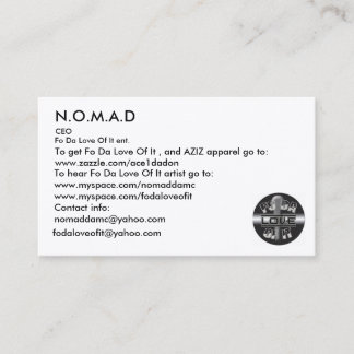 Logo, N.O.M.A.D, To hear Fo Da Lov... - Customized Business Card