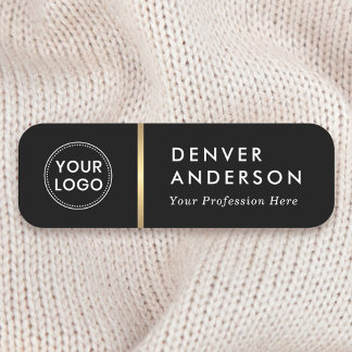 Logo, name and title classy black golden divider tag