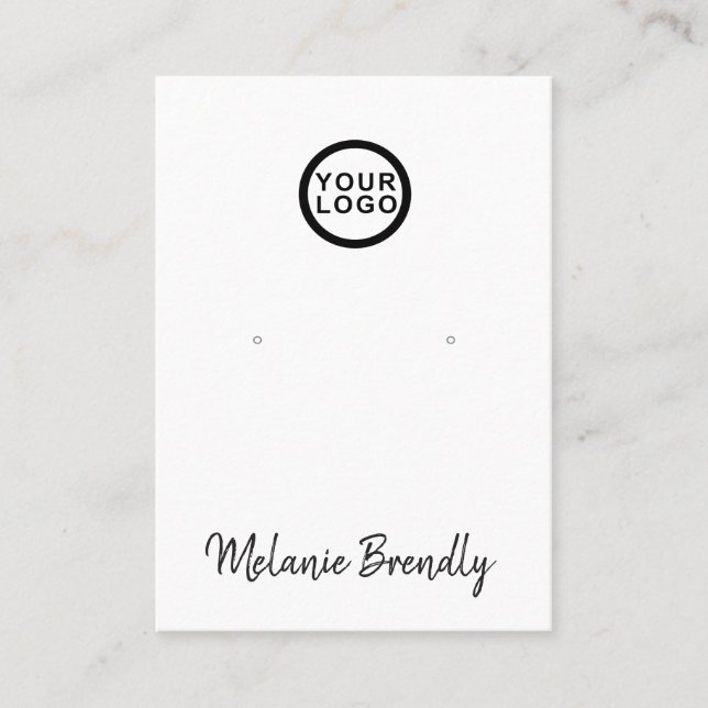 Logo Name Black White Jewellery Earring Display Business Card (Front)