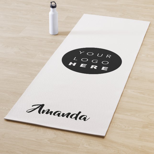 Logo Name Company Black White Promotional Yoga Mat (In Situ)