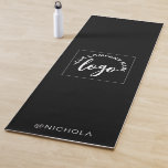 Logo Name Company Black White Promotional Yoga Mat<br><div class="desc">A simple black and white yoga mat with your logo in the middle,  and your name with social media handle at the bottom. Simple modern minimalist promotional mat.</div>