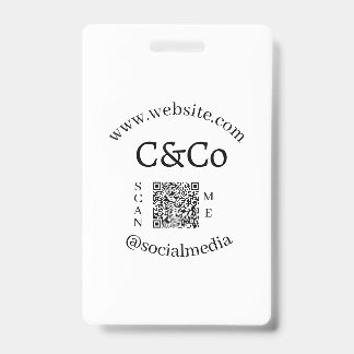 logo name letter company social media website QR Badge