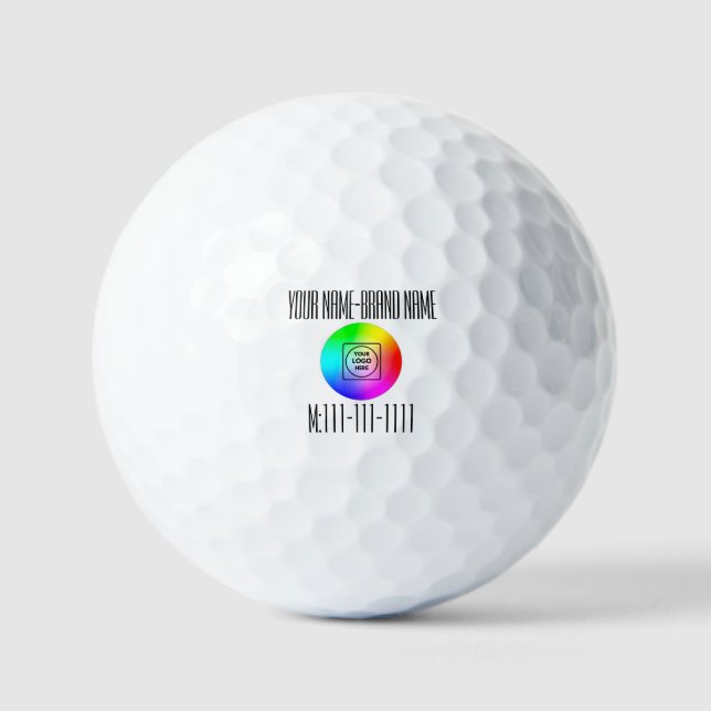 Logo Name Phone Personalized Branding Golf Balls (Front)